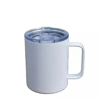 10oz 승화 뚜껑 짚을 가진 원활한 커피 머그잔 스테인레스 스틸 빈 흰색 캠핑 컵 핸들 25pcs / 케이스와 함께 텀블러 수완 컵