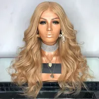 Brazilian Body Wave # 27 Honey Blonde Lace Front Wig 13x6 Lace Front Human Hair Wigs Pre-Plocked With Baby Hair