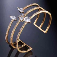 Fashion Open Women Bracelet Bangle Exquisite Jewelry Mirco Cubic Zircon For Bridal Wedding Accsori