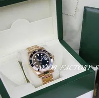 남자 시계 공장 판매 시계 2813 자동 무브먼트 40mm 새로운 망 18K 옐로우 골드 블랙 세라믹 Bezle 모델 116618 원래 상자 손목 시계