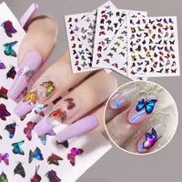 Butterfly Pattern Nail Sticker Multi Design Laser 3d Gradient Cute Butterflies Decals Womens Manicure Decoration Nails Stickers 1 3cd L2