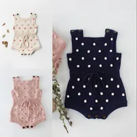 Toddler Baby Girls Rompers INS New Autumn Infant Polka Dots Knitting Jacquard Vest Jumpsuit Kids Girls Sweater Bodysuit Babies Oneise 567 K2