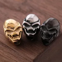Handgjorda DIY Bracelet Smycken Charms Guld / Silver / Svart Pläterad Rostfritt Stål Skull Charm med hål