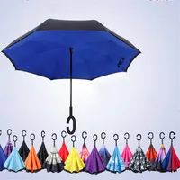 Inversa Tipo C Mãos Umbrella Livre Long Handle Doubledeck Pára-Moda-chuvas Originalidade Car Cor Ultravioletproof 17xy M2