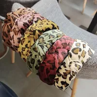 Frauen-elegantes Leopard Top Knot großer Bogen-Weithaarbänder Süße Stirnband-Haar-Verzierung Haar Hoops Lady Mode Haarschmuck