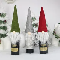 Kerstmis wijnfles Cover Handgemaakte Zweedse Gnomes Wijnfles Toppers voor Xmas Home Party Tafel Decoraties Xmas Gifts LX3838