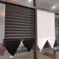 Самоклеящиеся плиссированные жалюзи складные нетканые половинные черные шторы для кухонных балконных оттенков домой слепой ролик ZEBRA W220309