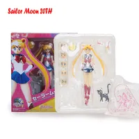 Sailor Moon Action Toy Figures Tsukino Usagi Mercury Mars Venus Jupiter 20 -￥rsjubileum R￶rliga leder Black Lady Figur 15cm 201202