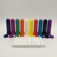 50 conjuntos / lote atacado aroma em branco inalador com alívio de algodão de alta qualidade 51mm plástico 10 cores garrafa inaladores nasais varas