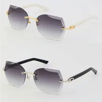 다이아몬드 컷 조각 된 렌즈 안경 8200762A 림리스 선글라스 금속 믹스 흰색 아즈텍 검은 판자 선글라스 유니osex 광학 여성 남성 안경 패션 큰 고양이 눈