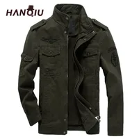 Hanqiu бренд M-6XL бомбардировщик куртка мужчины военная одежда весна осень мужская пальто сплошной рыхлой армии Военная куртка 201111