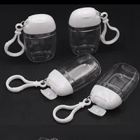 30ML Hand Sanitizer Bottle With Key Ring Hook Clear Transparent Plastic Refillable Containers Travel Bottles Whole521r608r