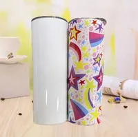 US STOCK !DIY 20OZ sublimation tumblers stainless steel slim tumbler straight tumblers vacuum insulated travel mugs Outdoor Cups