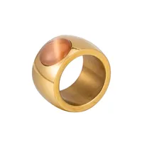 Anéis Opal Moda Gatos De Aço Inoxidável Clássica Anel de Pedra Olho para Homens Escritório Festa Dedo Jewerly