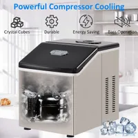 Máquina de fabricante de hielo de encimera portátil para 24 cubos de hielo cristalino transparentes en 12mins, 40 lbs / 24h con cucharada de hielo para el hogar, oficina
