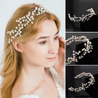 Bridal wedding headbands big girls pearls floral birthday party hair accessories women bride princess hair band wreath Q4753