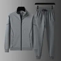Autumn sports suit men's stand collar cardigan coat round neck sweater running sportswear spring and autumn leisure long sve