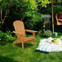 미국 주식 야외 캠핑 파티오 벤치 접을 수있는 나무 휴식 Lounger 의자 자연 마무리 편안한 등받이 의자 A40