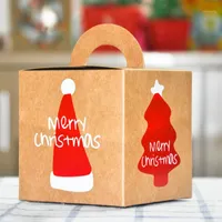 Enveloppe-cadeau 5pcs 2021 Christmas Eve Apple Kraft Paper Boîtes Snowman Square Cookie Candy Packaging Box Ville Noël Merry Party Pack1