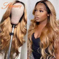 13x6 Honey Blonde Ombre Wig 1B 27 Laces Front Human Hair Wigs Body Wave Peruvian Remy Hairs 13x4 Transparent Lace Frontal Wigs