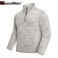 MagComsen Winter Sweater Мужчины 1/4 Zip Sherpa мягкий пуловер потворровая морозная флис куртка Пальто повседневных ультра нечетких верхней одежды 201026