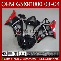 Injection mold Bodys For SUZUKI GSXR-1000 K 3 GSX R1000 GSXR 1000 CC 2003-2004 Bodywork 67No.11 1000CC GSXR1000 Red black K3 03 04 GSX-R1000 2003 2004 OEM Fairing kit