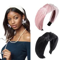 Koreanische Samtknoten-Stirnband Frauen Mädchen Turban Solide Haarbänder Elegante Kopfberufsbügel Lünette Haarschmuck Headwear Mode