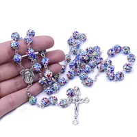 Couleur de chapelet Poterie souple Perles Collier Collier Rosaire Fournitures de l'église