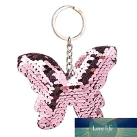 Vacker Keychain Glitter Sequins Key Butterfly Chain Gift för Kvinnor Tjej LLAVEROS MUJER CAR BAG Tillbehör Key Ring