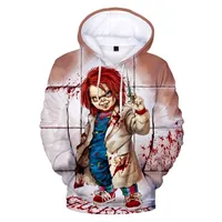 Skräckfilm Barns lek Tröjor Chucky 3D-utskrift Hooded Sweatshirts Män Kvinnor Vår Långärmad Casual Plus Storlek Pullover 201020