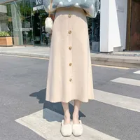New Autumn 2021 vintage female mesh elegant fashion solid color high-waisted long-to-line button skirt plissada y321 IT69