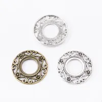 30 pz 33 * 33mm Fit 18mm Antique Flower Cabochon Setting Round Blank Pendant Base Silver Color Cameo Stamping Tray Gemmello gioielli