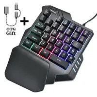 Keyboards One-Handed Gaming Keyboard Mechanical RGB Back Light Portable Cool Game Controller For PC PS4 Phone OTG Gamer Keypad1