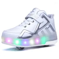 Zapatillas de patinaje para niños brillantes Zapatillas de deporte para niños con LED Colorful Light Up Girl Boy Wheels Heelies Inline Patines