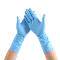100pcs bleu jetable gants de caoutchouc nettoyage domestique restauration à manches longues 12 pouces gants en nitrile épaisses et durables T200508