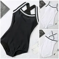 Donne Black White One-Piece Swimwear Bikini Set Push Upswimsuit Costume da bagno Nuoto