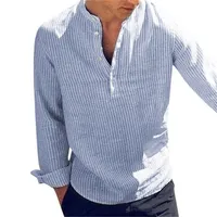 Siperlari أزياء الربيع الصيف عارضة الرجال قميص القطن طويل الأكمام مخطط يتأهل الوقوف طوق الذكور الملابس S-5XL 220226