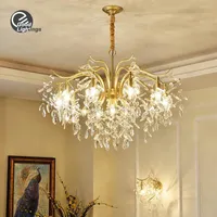 Kroonluchters Noordse stijl Luxe kristal goud decoratieve ledlampen verlichting suspensie slaapkamer eetkamer woonkamer keukenlamp