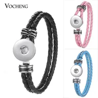 Bangle 10PCS/Lot Wholesale 18mm Vocheng Interchangeable Jewelry 5 Colors Leather Double Braided Snap Button NN-509*101