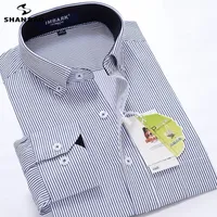 Shan Bao 클래식 스트라이프 남성 비즈니스 캐주얼 긴팔 셔츠 브랜드 의류 신사 우아한 웨딩 파티 느슨한 셔츠 220212