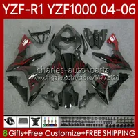 Red Flames Bodywork Kit per Yamaha YZF R 1 1000 cc YZF1000 YZF-R1 2004 2005 2006 Body OEM 89NO.91 YZF R1 1000CC 2004-2006 YZF-1000 YZFR1 04 05 06 Fairing moto
