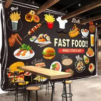 Beställnings- foto tapeter för väggar rulle 3d snabbmat restaurang burger pizza butik dekoration väggmålning vattentät duk måla vägg