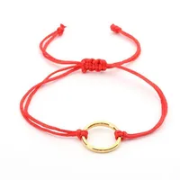 Cuentas, hilos de hilo rojo cuerda de cuerda pulsera oro color círculo cuelga el brazalete a mano ajustable para las mujeres regalo de la niña Joyería afortunada1