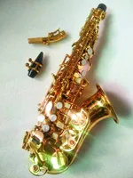Helt ny högkvalitativ Japan Yanagisawa S-991 Böjd Sopran Saxofon Guld Professionell Spelinstrument Böjd Sopran Saxmunstycke