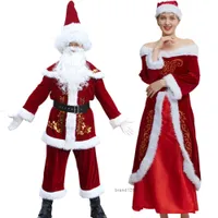 Drs Casual Dresses Vuxen Party Mäns och Kvinnors Veet Santa Suit