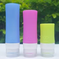 100pcs / parti 38 60 80 ml Nya silikonfyllningsbara flaskor Portable Traveller Parfym för schampo bad