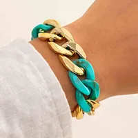 Charm Bracelets 9 Colors Acrylic Resin Friendship Bangles Chunky Thick Green on Hand Female Wrist Chain Jewelry 220122