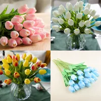 PU Yapay Çiçekler Ipek Laleler Gerçek Dokunmatik Çiçek Mini Lale Dekoratif Buket Düğün Süslemeleri Ev Dekorasyonu LXL732 35 N2
