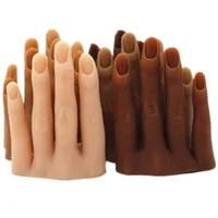 A mão do manequim fêmea da mão da pintura do silicone da arte do prego com ajuste flexível dos quatro dedos para o manicure da exposição dos anéis dos pregos