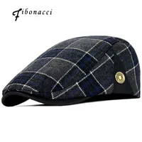 Fibonacci High Quality Retro Adult Berets Men Wool Plaid Cabbie Flatcap Hats for Women&#039;s Newsboy Caps